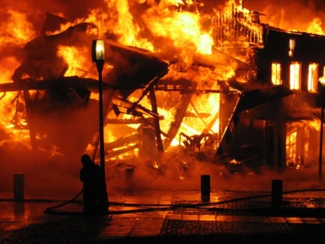 house burning down